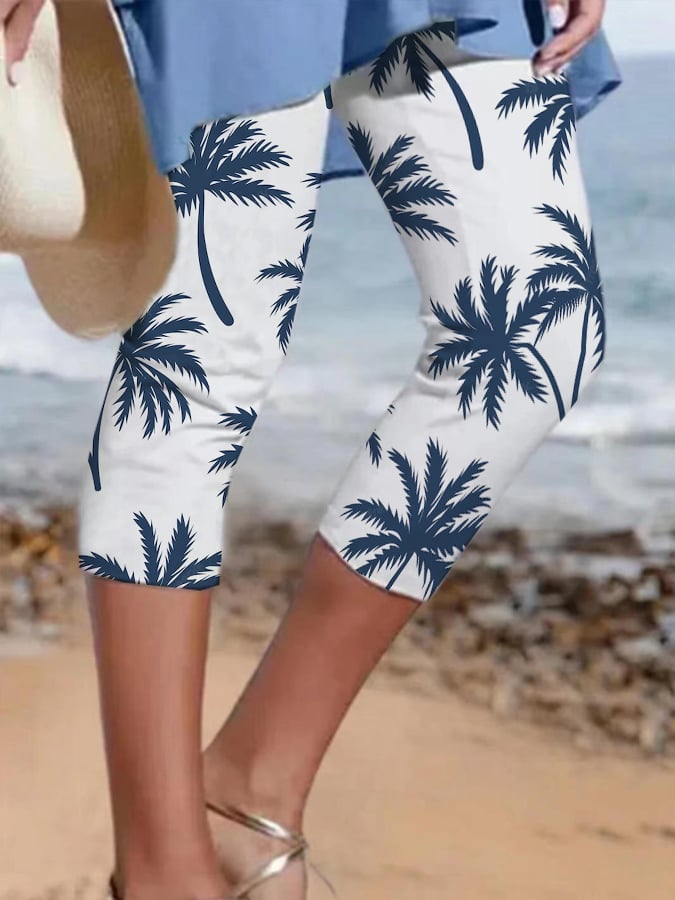 š„Buy 3 Get 10% Offš„Resort Style Coconut Tree Midi Leggings